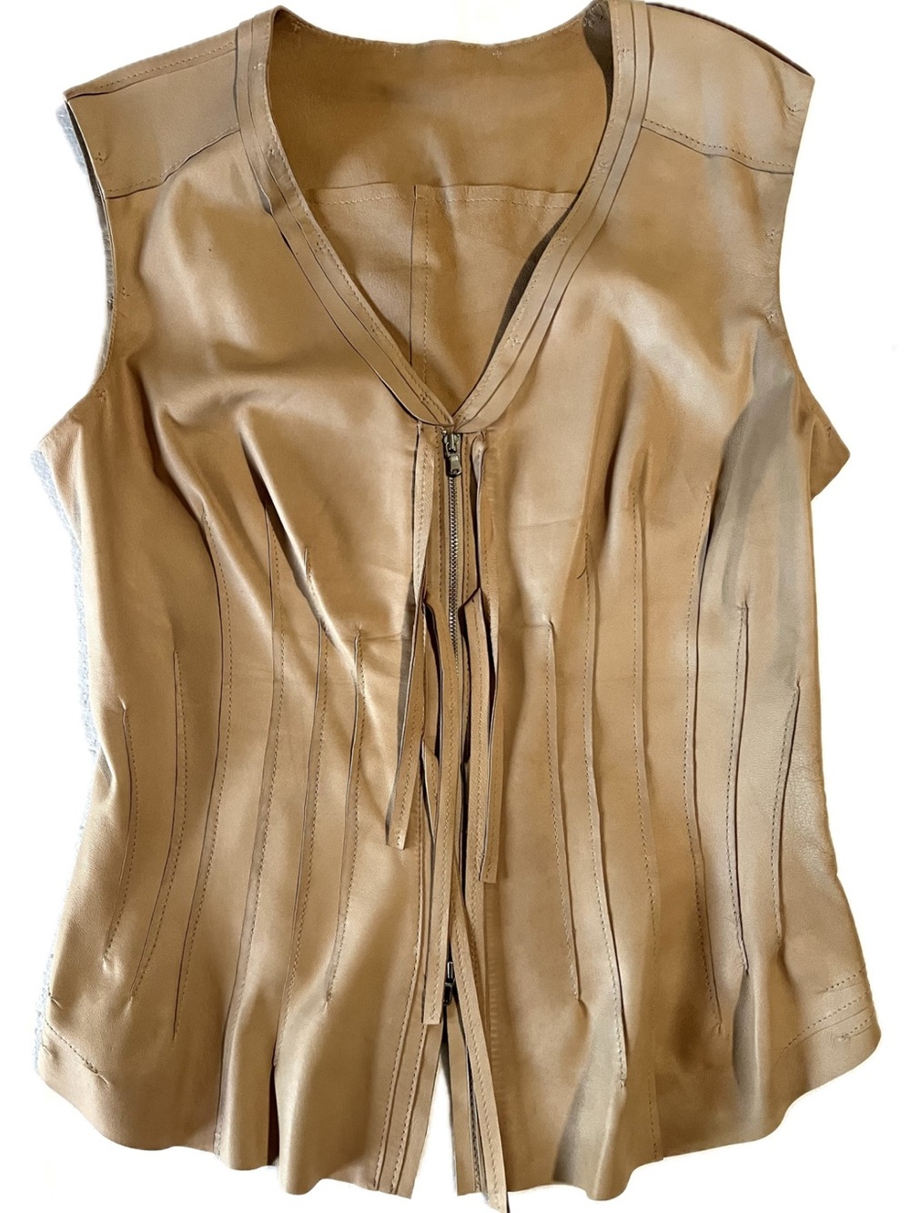 Gimo's Leather Vest Sand Color Soft Leather, Size M/L, Excellent Condition